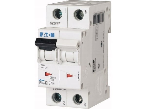 Miniature circuit breaker 1P + N D 16A 6kA AC PL6-D16/1N 164941