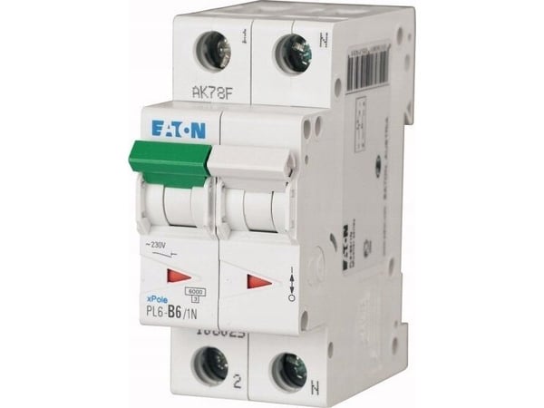 Eaton automatsäkring 1P+N D 25A 6kA AC PL6-D25/1N 164945