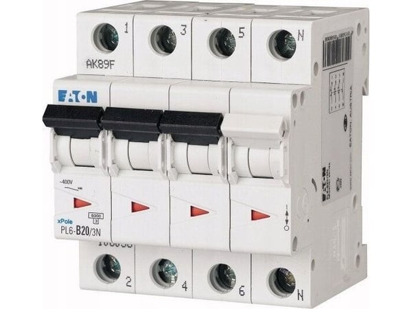 Miniature circuit breaker 3P + N D 20A 6kA AC PL6-D20/3N 165038