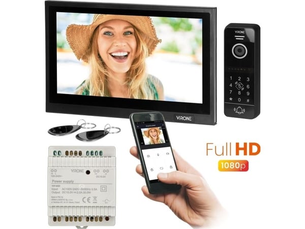Orno video intercom kit BESAR, handset-free, 10" monitorius, jossa on näppäimistö ja kortin ja avaimenperän lukija sekä mobiilisovellus Orno video intercom kit BESAR, handset-free, 10" monitorius, jossa on näppäimistö ja kortin ja avaimenperän lukija sekä mobiilisovellus
