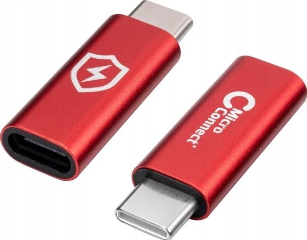 MicroConnect - USB-adapter - 6-stifts USB-C (hann) til 6-stifts USB-C (hunn) - 5 V - 2.4 A - Safe Charge, kun lading, Data Blocker - rød