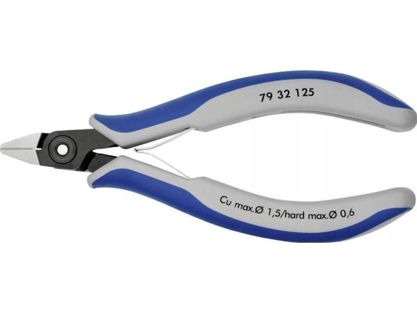 Knipex 79 32 125, Diagonal tang, Kromvanadiumstål, Plast, Blå, Grå, 125 mm, 58 g