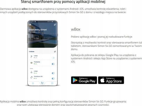 Kontakt-Simon Simon 54 GO tryckknappskontroller 30 åtgärder för styrning via smartphone WiFi 230V (modul) brun DEK1W.01/46