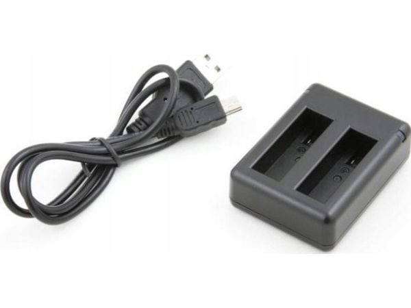 Xrec dobbellader USB til AHDBT-401 / GoPro Hero 4 Black (svart/sølv) Xrec dobbellader USB til AHDBT-401 / GoPro Hero 4 Black (svart/sølv)