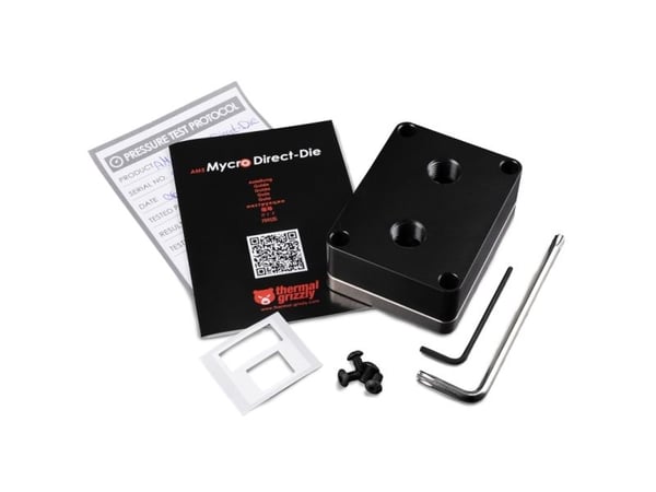 Thermal Grizzly AM5 MYCRO DIRECT-DIE, Vannblokk, Akryl, Aluminium, Kopper, Sort, Sokkel AM5, 1/4", Prosessor