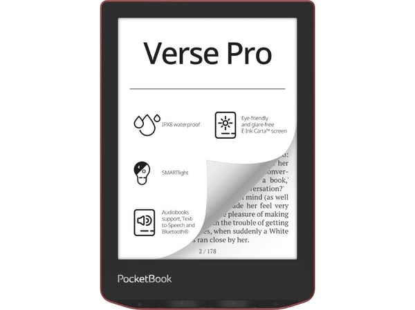 PocketBook Verse PRO - eBook-leser - Linux 3.10.65 - 16 GB - 6" 16 grånivåer (4-bts) E Ink Carta (1072 x 1448) - berøringsskjerm - Bluetooth, Wi-Fi...