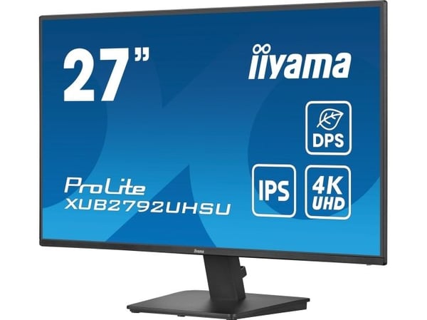 iiyama ProLite XU2792UHSU-B6 - LED-skjerm - 27" - 3840 x 2160 4K @ 60 Hz - IPS - 350 cd/m² - 1300:1 - 4 ms - HDMI, DisplayPort, USB-C - høyttalere ...