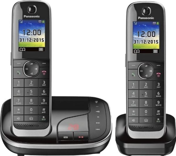 Panasonic KX-TGJ322GB - Trådløs telefon - svarersystem med anrops-ID - DECT - svart + ekstra håndsett
