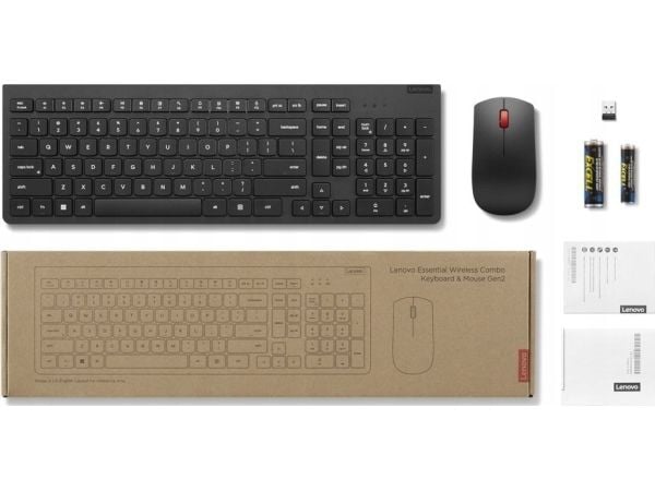 Lenovo - Tastatur- og mussett - trådløs - 2.4 GHz - QWERTY - USA med eurosymbol - svart