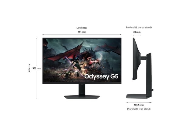 Samsung Odyssey G5 S27DG500EU - G50D Series - LED-skjerm - gaming - 27" - 2560 x 1440 QHD @ 180 Hz - IPS - 350 cd/m² - 1000:1 - DisplayHDR 400 - 1 ...