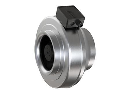 SYSTEMAIR Kanavapuhallin K200 EC Sileo potentiometrillä (0-10V), ilmavirta max. 749 m³/h tai 310 m³/h 300 Pa:ssa, 1x230V, 50-60 Hz, 73 W.