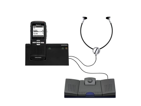 Grundig Digta 7 Stand-Alone Kit, 25 h, Quality Play (QP), Perussoitto (SP), DSS, MP3, WAV, 200 - 7500 Hz, 64 - 192 Kbit/s, LCD