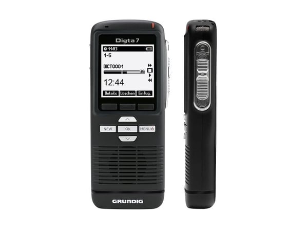 Grundig Digta 7 Stand-Alone Kit, 25 h, Quality Play (QP), Perussoitto (SP), DSS, MP3, WAV, 200 - 7500 Hz, 64 - 192 Kbit/s, LCD
