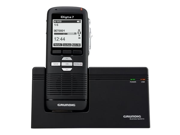Grundig Digta 7 Stand-Alone Kit, 25 h, Quality Play (QP), Perussoitto (SP), DSS, MP3, WAV, 200 - 7500 Hz, 64 - 192 Kbit/s, LCD