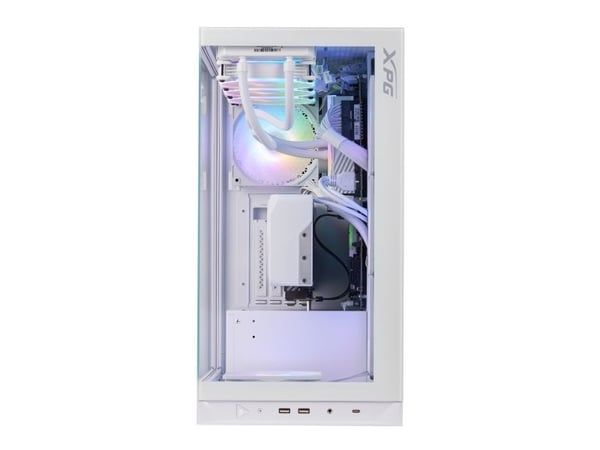 XPG Invader X - Mid tower - ATX - genomskinlig sidopanel (härdat glas) - ingen strömförsörjning - vit - USB/ljud