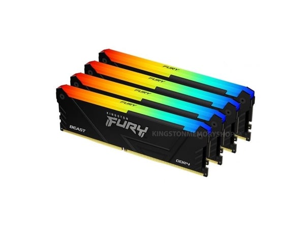 Kingston Technology FURY Beast 64GB 3200MT/s DDR4 CL16 DIMM (4 kpl:n pakkaukset) RGB, 64 GB, 4 x 16 GB, DDR4, 288-pin DIMM