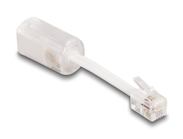 Delock - Telefonadapter - RJ-10 (P) til RJ-10 (R) dreining - uskjermet - gjennomsiktig, hvit