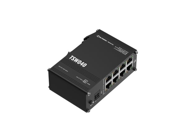 Teltonika TSW040 - Switch - ikke-styrt - 8 x 10/100 (PoE+) - DIN-skinnemonterbar - PoE+ (240 W)