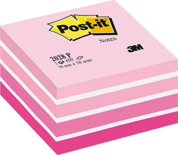Post-it® Notes kubusblok, pastelpink, 76 mm x 76 mm, 450 ark