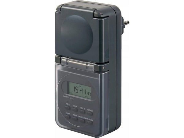 Brennenstuhl 1506706, Viikkoajastin, Harmaa, Digitaalinen, LCD, Painikkeet, IP44