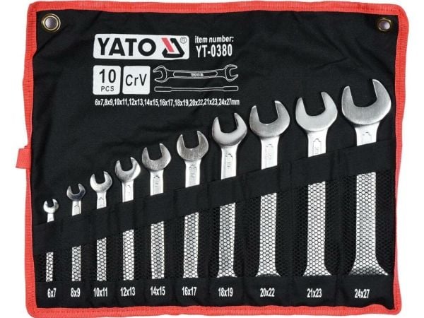 YATO SATIN FLAT NØKKEL 10 stk. 6-27 mm. SAK 0380