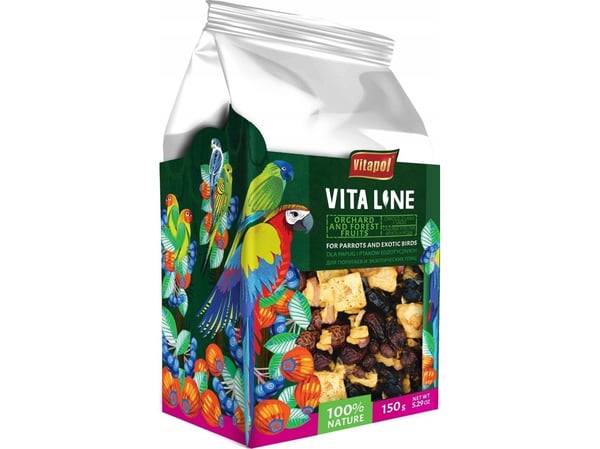 Vitapol Vitaline skogs- og hagefrukt for papegøyer og eksotiske fugler 150 g (4 stk) Vitapol Vitaline skogs- og hagefrukt for papegøyer og eksotiske fugler 150 g (4 stk)