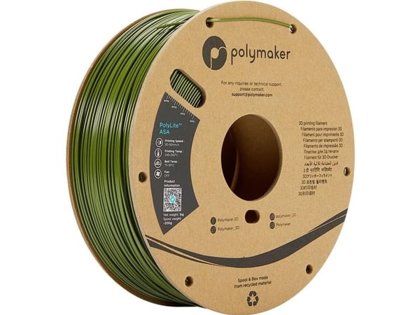 Polymaker PF01009 Army Green filament ASA väder-/UV-/värmebeständigt 1,75 mm 1000 g Army grön PolyLite 1 st