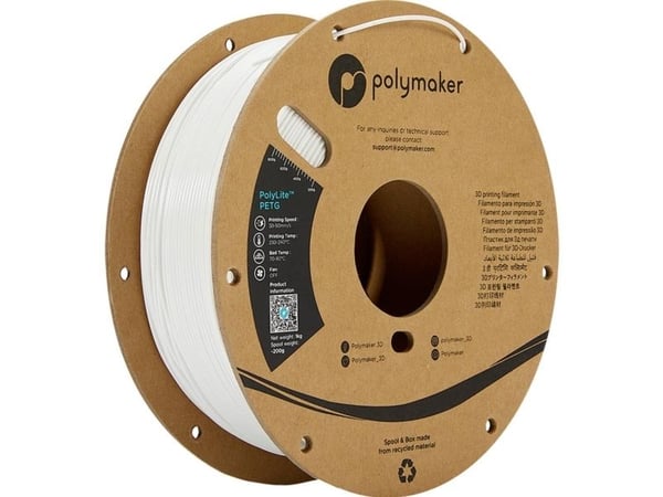Polymaker PB01002 filament PETG varmebestandig høy strekkfasthet 1.75 mm 1000 g hvit PolyLite™ 1 stk
