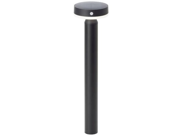 Brilliant G40442/06 Magua solcelle utendørs stolpelampe med bevegelsessensor, LED-modul, 4 W, sort