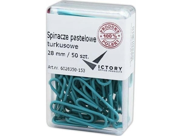 Victory Office SPINACZE BIUROWE 28 mm 50 stk okragle pastelblått plastbeholder