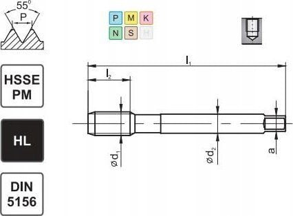 Fanar gjengeverktøy G 1/8 DIN-5156C R45 HSSE-PM HL MASTERTAP