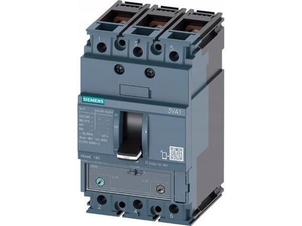 Siemens 3VA1116-5EF32-0AA0 Strömbrytare 1 st Inställningsområde (ström): 112 - 160 A Kopplingsspänning (max.): 690 V/AC (B x H x D) 76,2 x 130 x 70 mm