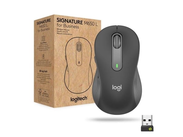Logitech Signature M650 for Business - Mus - optisk - 5 knapper - trådløs - 2.4 GHz, Bluetooth - Logitech Logi Bolt USB-mottaker - grafitt