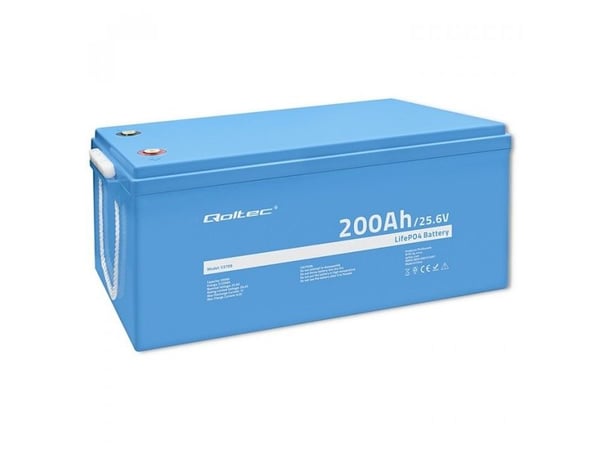 Qoltec LiFePO4 litiumjernfosfatbatteri | 25,6V | 200 Ah | BMS