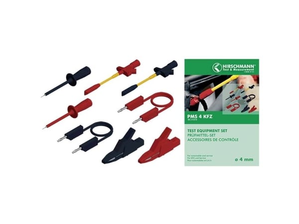 SKS Hirschmann PMS 4 KFZ Testijohtosarja [Lamellipistoke 4 mm - Lamellipistoke 4 mm] 1,50 m Musta, punainen