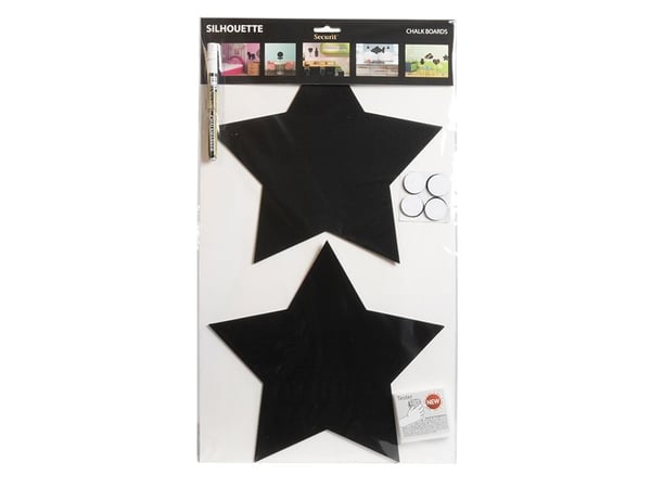 Securit FB-STARS, 300 x 500 mm, Melamine, Harpiks, Velcro mappe, Svart