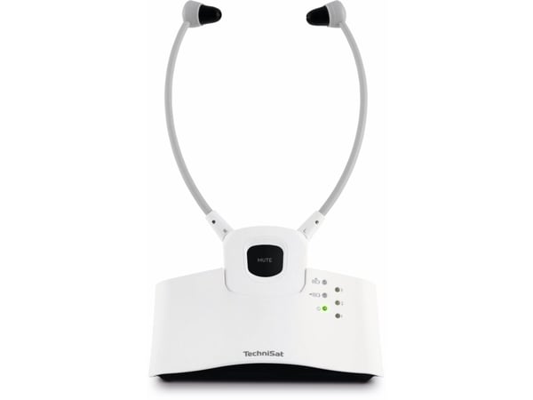 TechniSat StereoMan ISI 3 - Hodetelefoner med mikrofon - hakestropp - 2,4 GHz - trådløs - hvit