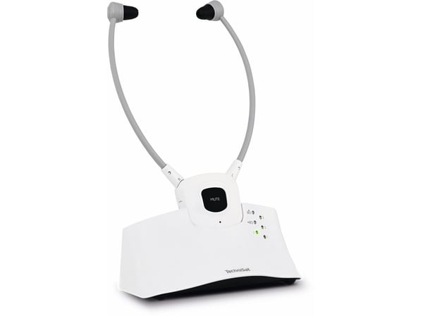 TechniSat StereoMan ISI 3 - Hodetelefoner med mikrofon - hakestropp - 2,4 GHz - trådløs - hvit