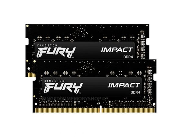Kingston FURY Impact - DDR4 - sett - 16 GB: 2 x 8 GB - SO DIMM 260-pin - 3200 MT/s / PC4-25600 - CL20 - 1.2 V - ikke-bufret - ikke-ECC - svart