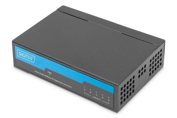 DIGITUS - Switch - ikke-styrt - 5 x 10/100/1000 - stasjonær