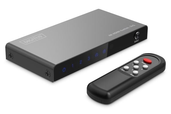 DIGITUS DS-55331 - Video-/audiokytkin - 4K - 3 x 1 - pöytätietokoneet