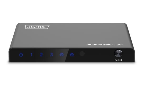 DIGITUS - Video-/audiokytkin - 8K, 3x1 - 4 x HDMI - pöytätietokoneet