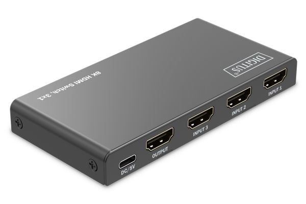 DIGITUS - Video-/audiokytkin - 8K, 3x1 - 4 x HDMI - pöytätietokoneet