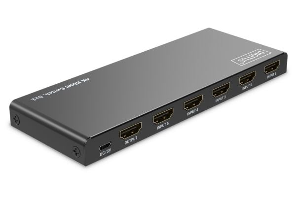 Digitus DS-55332, HDMI, Micro-USB, Metall, Sort, 18 Gbit/sek, Status