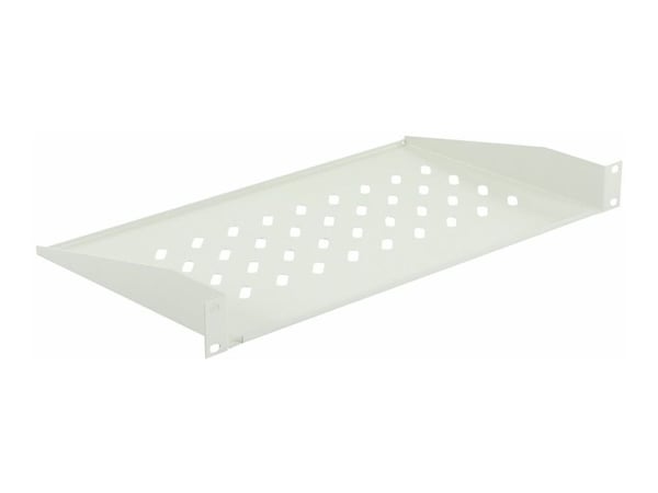 Lanview by Logon - Hylla för rack - d=250 mm - kan monteras i skåp - vit, RAL 7035 - 1U - 19"
