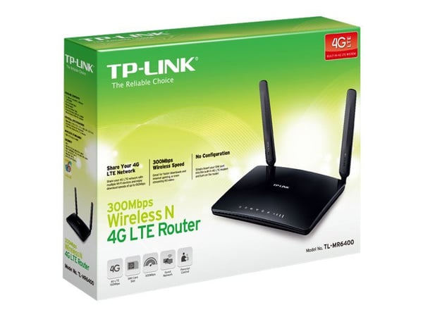TP-Link TL-MR6400, Wi-Fi 4 (802.11n), Yksi kaista (2,4 GHz), Ethernet LAN, 3G, Musta, Pöytäreititin