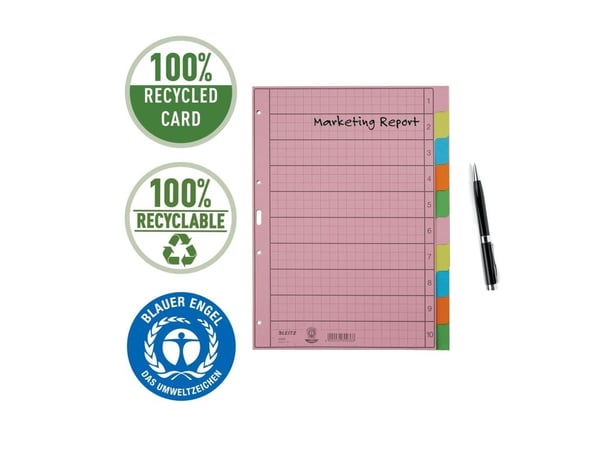 Leitz - Inndeler - 10 deler - for A4 (210 x 297 mm) - med fliker - multifarge