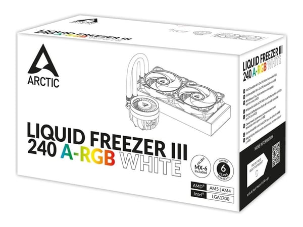 ARCTIC Liquid Freezer III 240 A-RGB, All-in-one-nesteenjäähdytin, 12 cm, 82,91 m³/h, Valkoinen