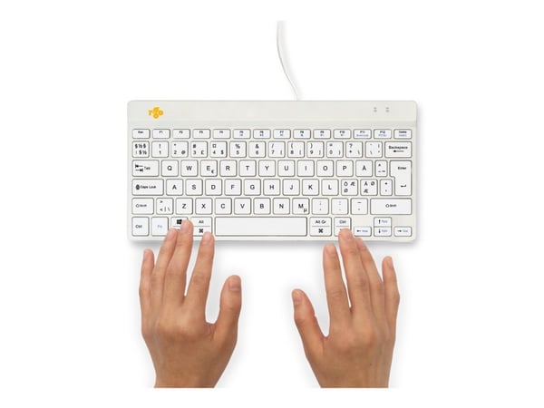 R-Go Compact Break - Tastatur - with integrated break indicator - USB-C - QWERTY - Nordisk - hvit
