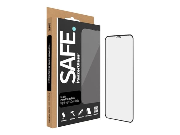 SAFE. by PanzerGlass - Skjermbeskyttelse for mobiltelefon - glass - rammefarge svart - for Apple iPhone 12, 12 Pro